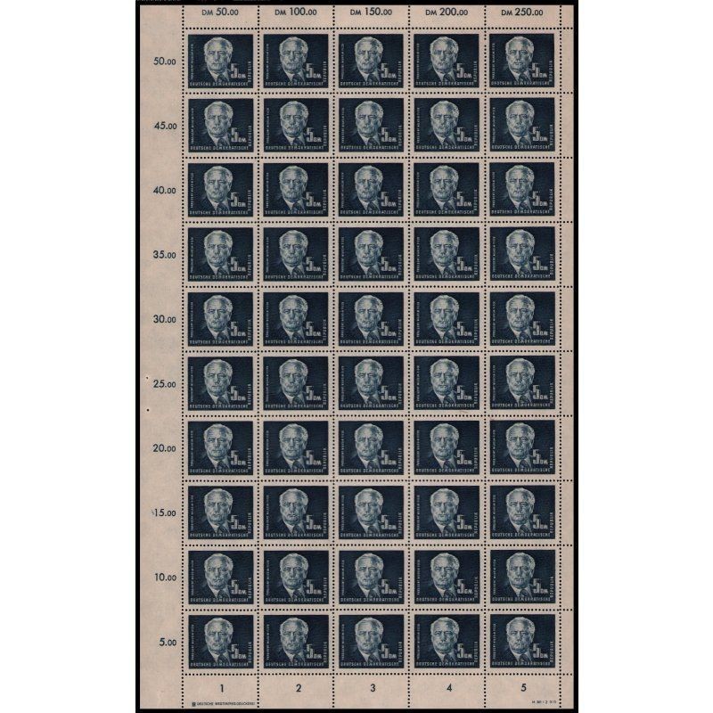 GDR 1950, Mi. No.: 255 ** Complete sheet