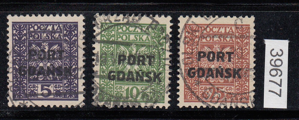 Danzig Harbor 1929 Mi.No. 20-22 stamped