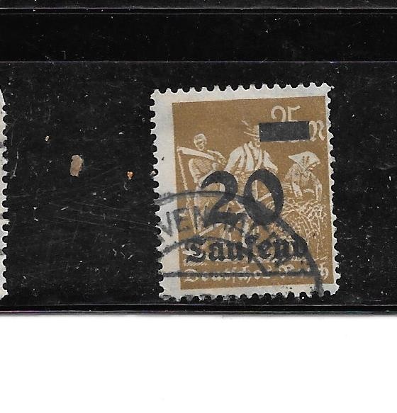 GERMANY SC#245 1923 20TH ON 25TH POSTALLY USED OLD SURCHARGED DEFINNITIVE STAMP