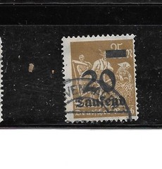 GERMANY SC#245 1923 20TH ON 25TH POSTALLY USED OLD SURCHARGED DEFINNITIVE STAMP