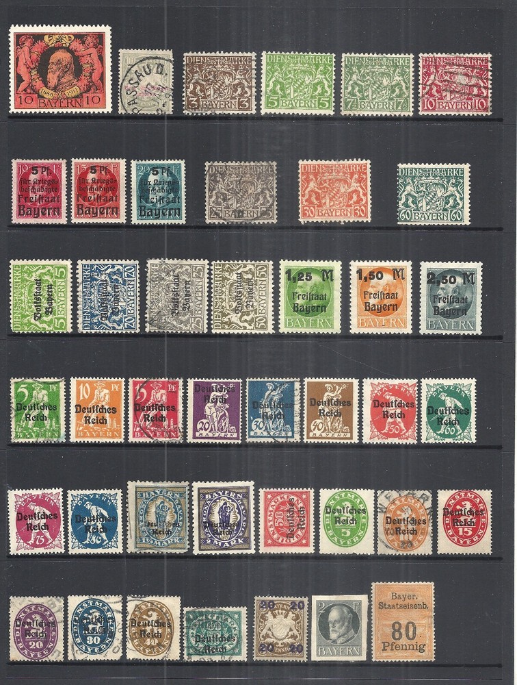 BAVARIA VARIOUS MINT HINGED & USED ISSUES 1911 to 1920