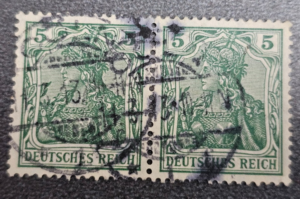 Stamp Germany Deutsches Reich Germania 2x 5 Pfennig 1913 Mi. Nr. 85 [🇩🇪39674-9