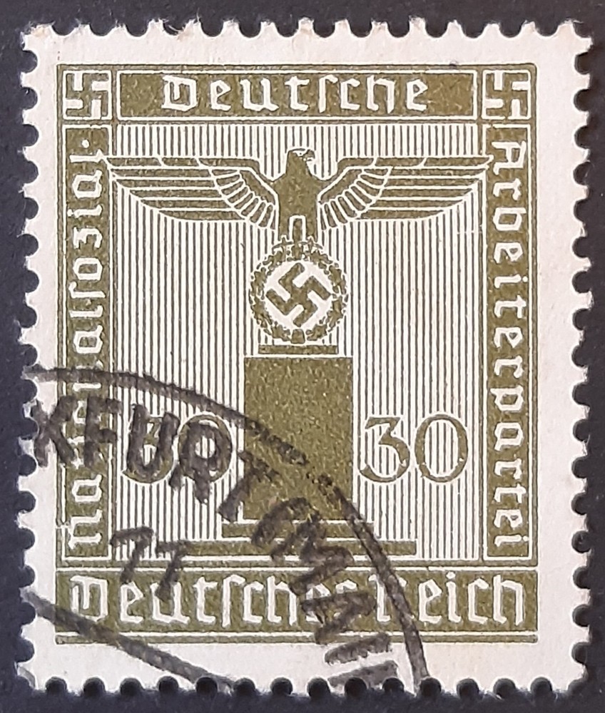 Germany Third Reich 1942 SGO807 30pf bronze-green Party Official, no wmk, FU