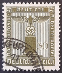Germany Third Reich 1942 SGO807 30pf bronze-green Party Official, no wmk, FU