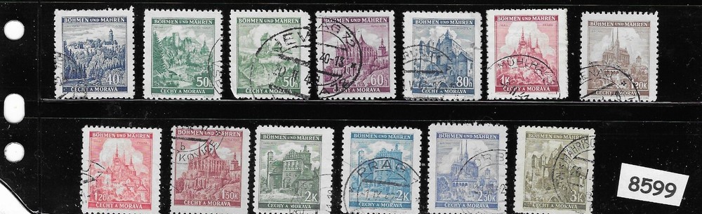 #8599 Stamp set Castles & Cathedrals WWII Germany Occupation Bohemia & Moravia