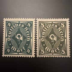 Deutsches Reich 4 Mark & 8 Mark Posthorn Definitive Pair – MNH