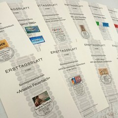 Lot of 12 German Ersttagsblatt First Day Cover Stamp Sheets 1980 Commemorative