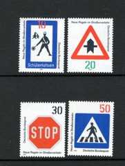 Germany 1971 TRAFFIC SIGNS STOP SIGN SCHOOL CROSSING SC 1055-1058 MNH STAMP