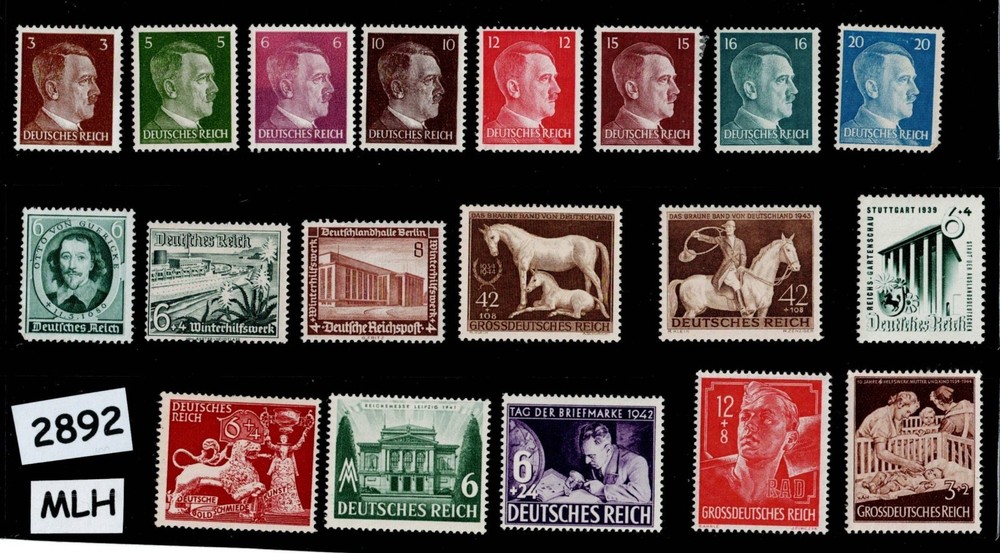 MLH stamps Adolf Hitler & Regular postage Third Reich WWII era Germany #2892