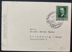 1940 Marburg Germany Maxi Postcard cover to Strasbourg Emil Von Behring