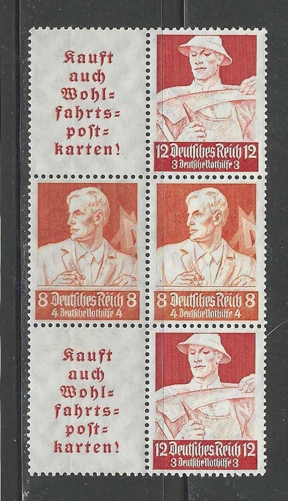 Germany 1934 8pf + 12pf Professions Booklet Pairs, MI S226, S228, MLH, CV €75