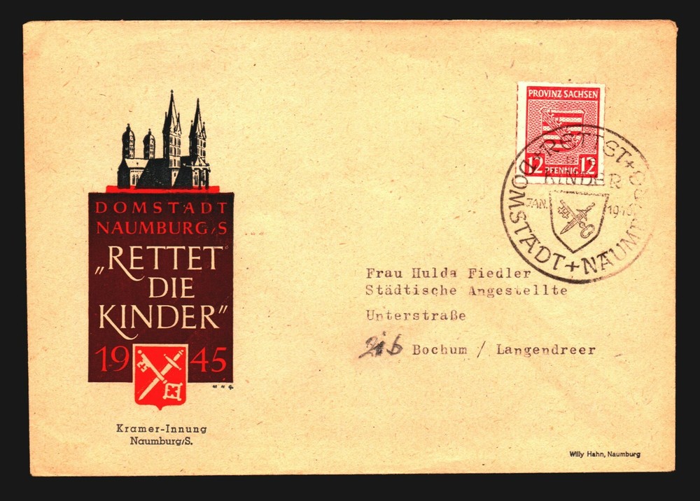 Germany 1946 Mi# 71xb Used on Naumburg’s Event Cover – Z14103