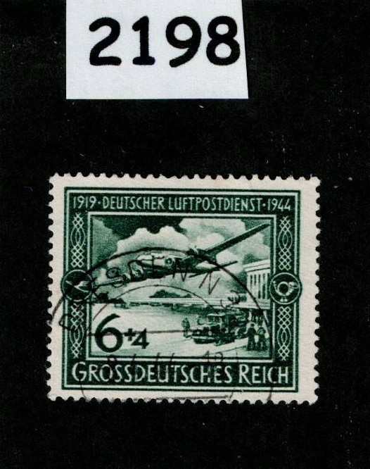 Used stamp B252a 1943 25th anniversary Airmail Airplane Germany #2198
