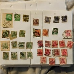 34 Germany Deutsches Reich Used Germania Postage Stamp Lot Handstamped 5-60 Pf