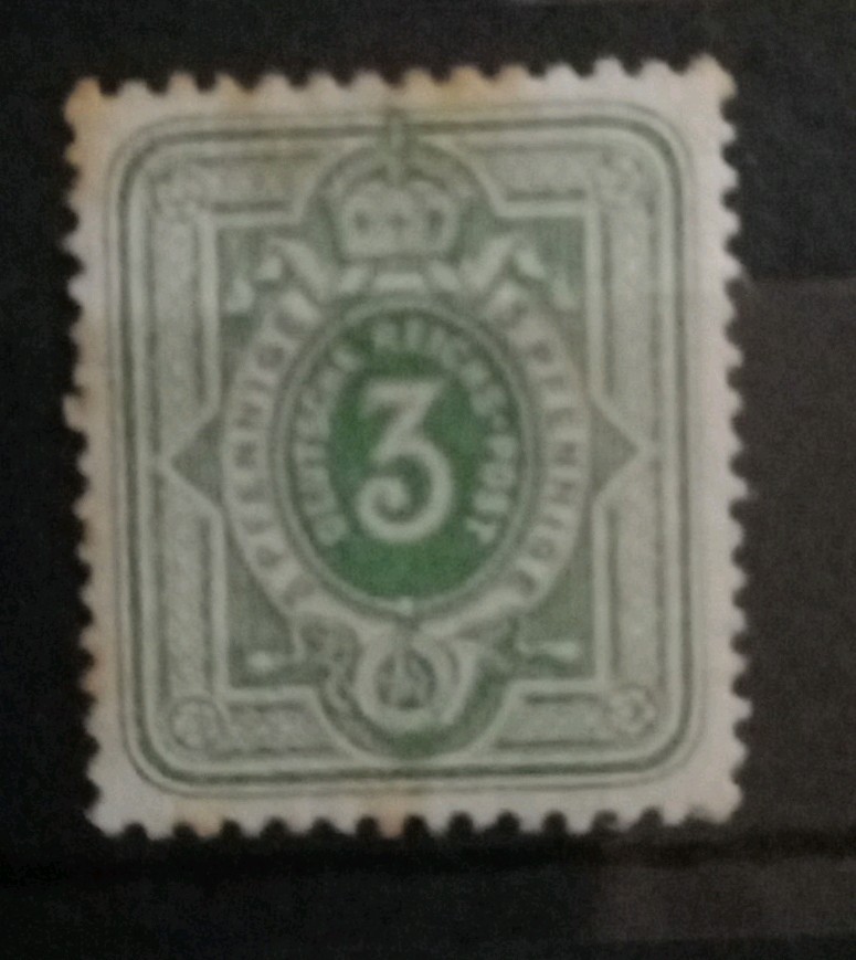 GERMANY 1875 3PF GREEN WITH FINAL ‚E‘ MOUNTED MINT