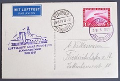 GERMANY 1931 ZEPPELIN Schwaben/Swabia Flight Crew Mail PPC „Captain A. Wittemann