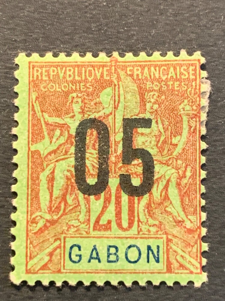 Stamps Gabon 2, Scott # 75 (1.5mm) MLHR, , See Picture