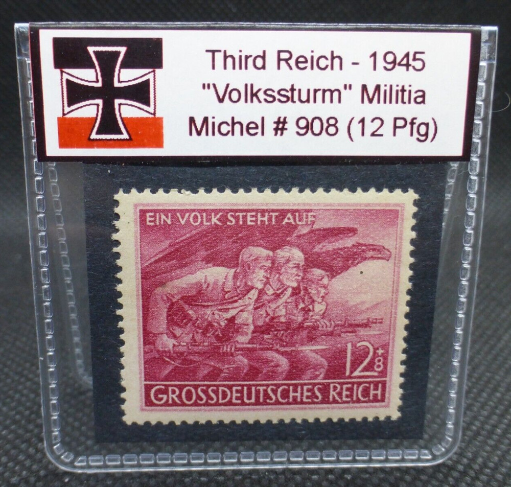 Nazi Germany WW2 Stamp 1945 Volkssturm People’s Army Reichspfennig Rare