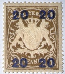 Travelstamps: 1920 Germany Bayern Overprint Stamp Mi 177 – Mint MOGH