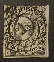 Travelstamps: 1855 Germany Saxony Stamps Scott #9 Used NG 1/2 ngr Denomination