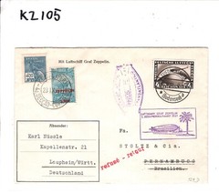 GERMANY BRAZIL 4m ZEPPELIN *MIXED FRANKING* Cover 2. SÜDAMERIKAFAHRT 1931 KZ105