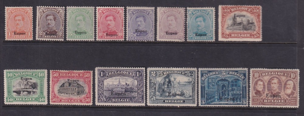 1920 Eupen & Malmedy: Overprints (No. 8/21) S. Cpl. SPL. New MH (91/S3)
