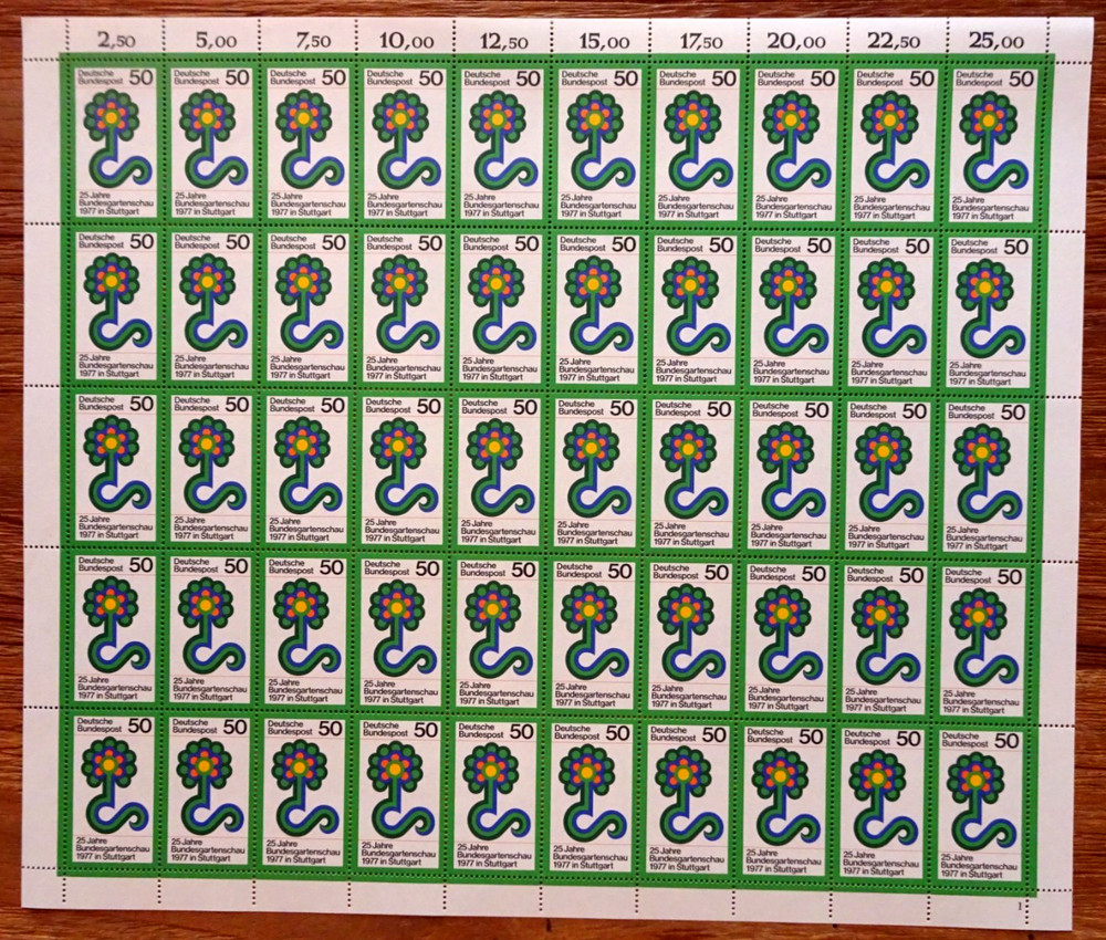 FRG 1977 FN 1 Buga 927 Mint Complete Sheet LUXURY MNH