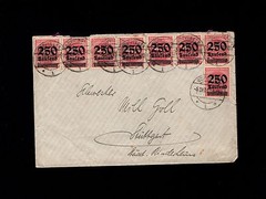 Germany Inflation Era Göppingen 1923 Overprint 250 Thousand Marks x 8 Cover 9o