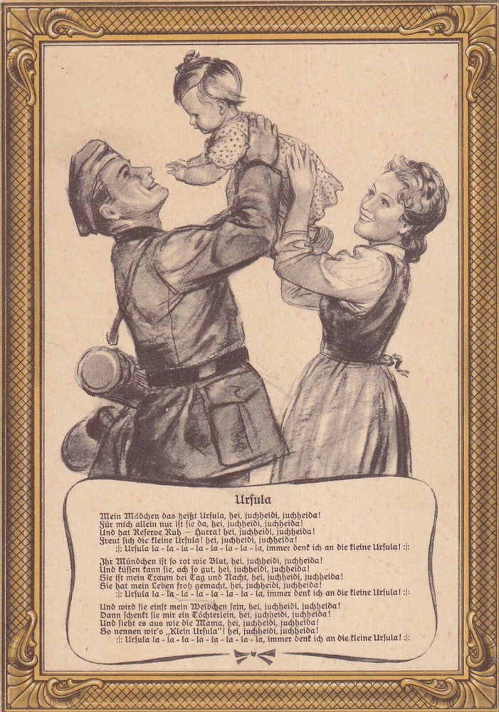 German Third Reich Postcard – 1940 Feldpost w/censor Song about Ursula Baby