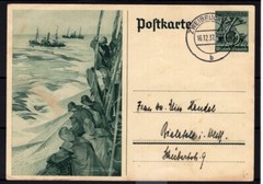 Germany Reich 1937 postal card boats , ships