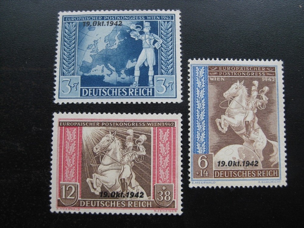 THIRD REICH 1942 mint MNH European Postal Congress overprint stamp set CV $12.00