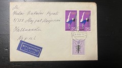 1968 DDR Airmail Cover to Nepal | Olympics Gymnastics & Insect Beetle Stamps |