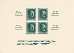 Stamp Germany Mi 650 Sc B106a Sheet WWII 1937 Fascism Adolf Nuremberg MNG