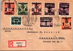 GERMANY 1940 WW2 POLAND OCCUP REG COVER MULT FRANK ADDR SULZBACH POSTMARK KRAKAU