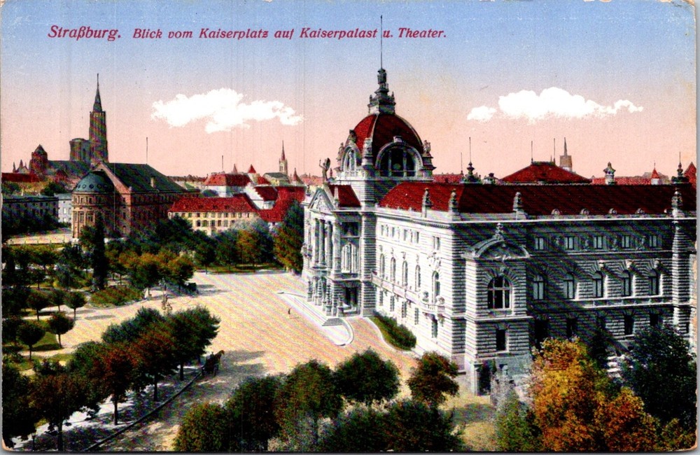 GERMANY 1914 POSTAL WWI FELDPOST PICT POSTCARD STRASSBURG ADDR & POSTMARK