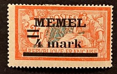 Travelstamps: Germany Memel OP Stamps 4m on 1f, Mint Og Hinged Surcharge MOGH