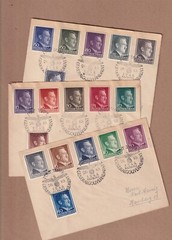 Poland 26 October 1944 Krakau General Government Set of 18 on 3 Matched Covers