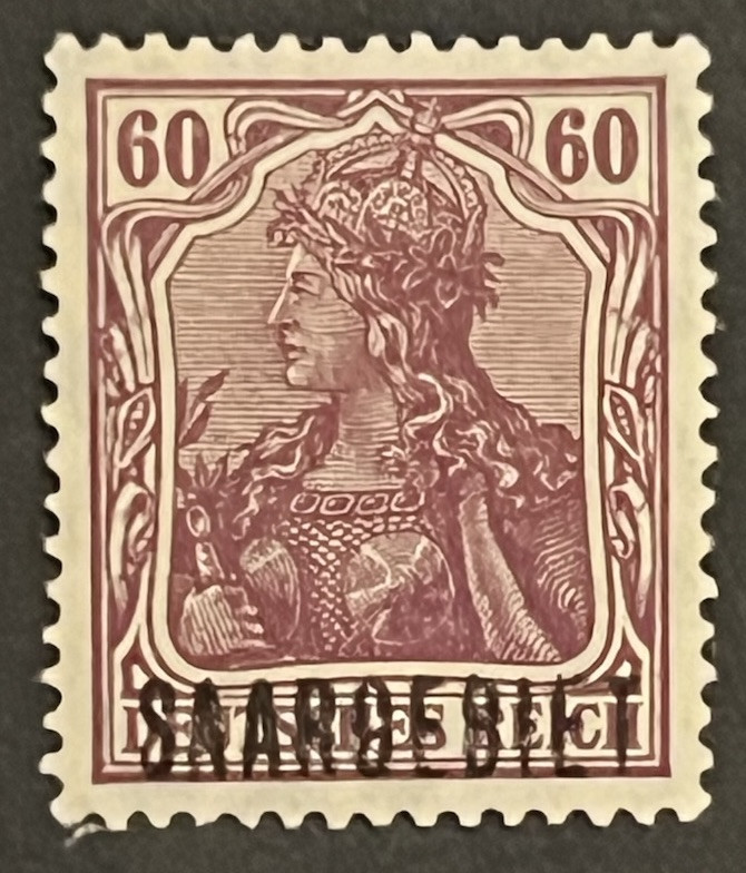Travelstamps: Germany Saar Overprint Stamps – 60pf Mint MOGH Wmk