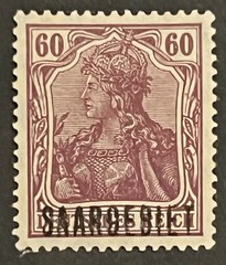 Travelstamps: Germany Saar Overprint Stamps – 60pf Mint MOGH Wmk