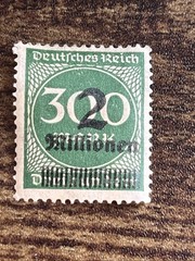 Germany Deutsches Reich 2 Millionen Over 300 Mark 1923 Green Used Stamp TKS1625*