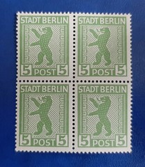 Germany Stamps Allied Occupation Berlin 4x 5 Pfennig Block SBZ Mi. Nr. 1 (19746)