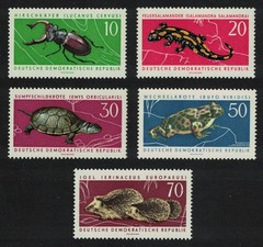 GDR Beetle Salamander Turtle Toad Hedgehof Fauna 5v 1963 MNH SG#E699-E703