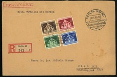 Berlin Germany #473-476 Municipalities Congress 1936 Registered Cover to Austria