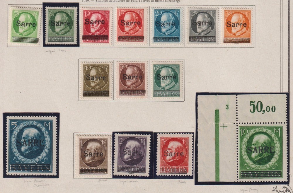 Saar 1920 MI 18-31 MLH VF / MI 27-31 signed Brun / CAT VALUE $1600