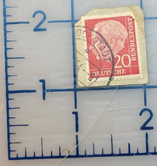 DEUTSCHES BUNDESPOST ~ Dr. Theo Heuss ~ 20PF Red Stamp ~ Cancelled/Posted ~ 1954