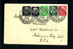 GR1 Cover Germany to U.S.A. Hindenberg 3 PM Leipzig Messestadt 1934, 1-12 pf