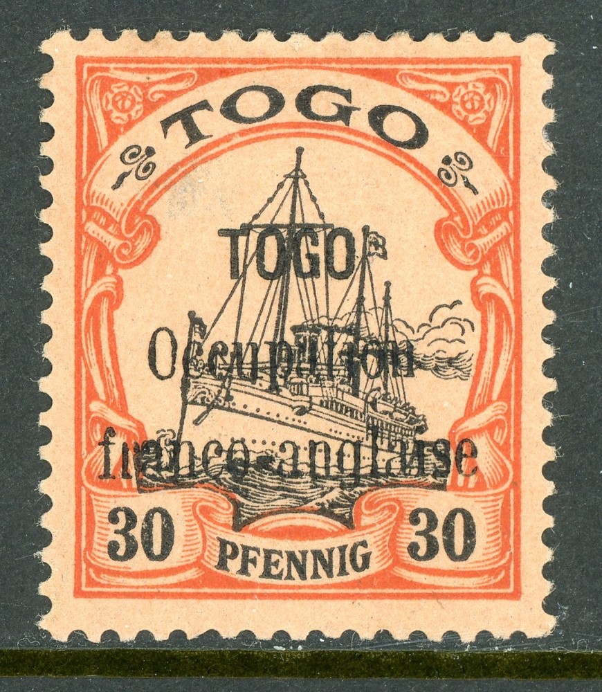 GANDALF – Germany 1914 Togo 30pf OP Yacht Signed x 2 Scott #160 Mint Y56