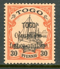 GANDALF – Germany 1914 Togo 30pf OP Yacht Signed x 2 Scott #160 Mint Y56