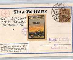 GERMANY Air Mail FIRST FLIGHT 1924 *LUFTFAHRT GÖRLITZ* Dresden Postcard XT137
