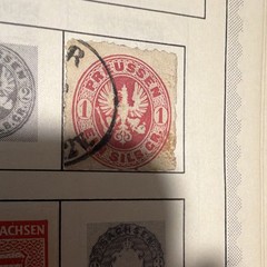Prussia 1 SGR Red National Emblems Used Postage Stamp Handstamped Uncertified